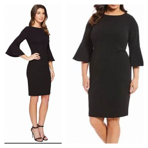 Calvin Klein Bell sleeve sheath dress Black Size 22
(Fits close to the body) EUC - Picture 1 of 8